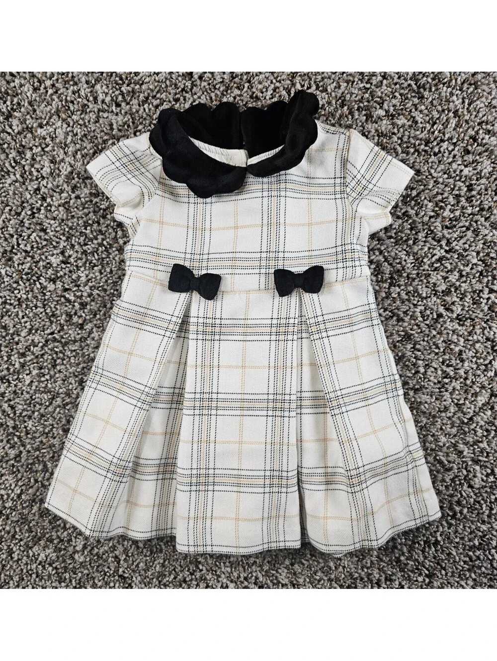 Cupcakes & Cashmere Baby Girls Sz 12M Dress Formal White Black Plaid